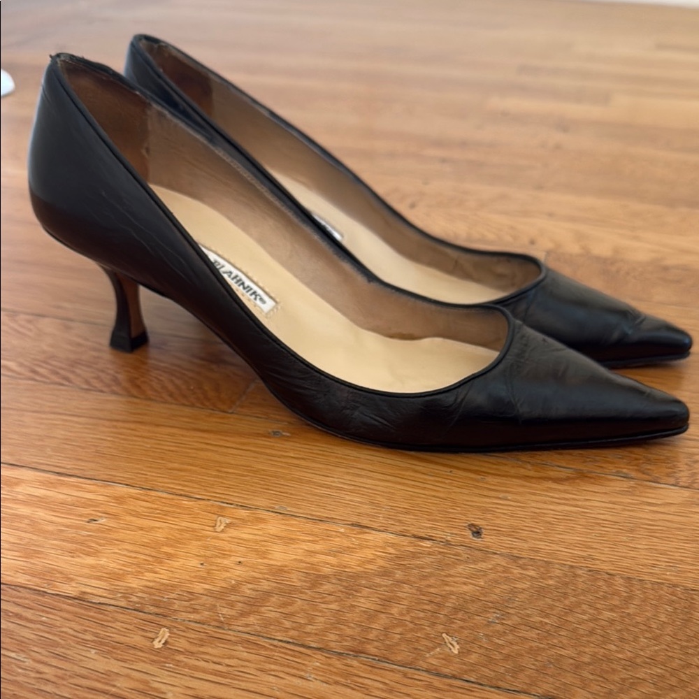 Manolo Blahnik Black Leather Heels